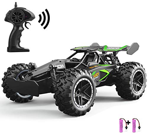 SZJJX Voiture Télécommandée, 2.4GHz Voiture Radiocommandée Haute Vitesse 15KM/H+, 2WD Tout Terrain Alliage Voiture Telecommandé Enfant avec 2 Batteries, Jouet Enfant – Cadeau Garçon & Fille (Vert)