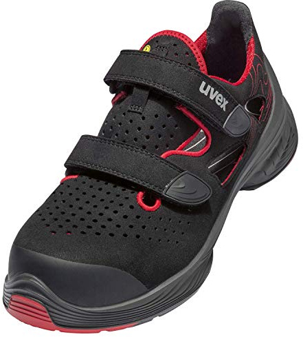 Uvex 68362 Herren-Sicherheitssandale - S1 P SRC ESD - Rot-Schwarz - Gr. 46