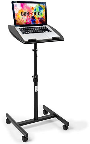 Duronic Sit-Stand Desk WPS27 | Portable Ergonomic Desk for Laptop | 50x40cm Platform | Multi-Use Video Projector Table on Wheels | Adjustable Height and Tilt | 10kg Capacity | Home Office Workspace