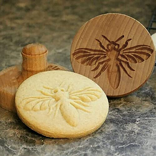 Stampi per timbri per biscotti, tagliabiscotti in legno goffrato, stampo per biscotti con timbro, stampo per biscotti di panpepato 3D, decorazione per stampini per biscotti in legno intagliato (B)
