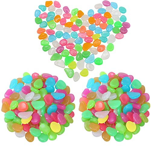 300 Pezzi Pietre Luminosi,Pietre Luminose Colorate,Ciottoli luminescenti Pietre Fluorescent,Sassi Luminosi da Giardino,per Giardino,Terrario, Sentieri, Cortile, Vaso di Fiori, Acquario, Piscina
