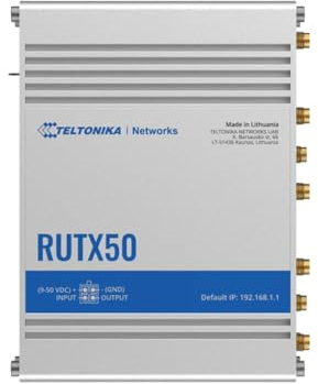 Teltonika RUTX50 Industrial 5G Router, 4G Cat 20, 3G, Dual SIM, Wi-Fi 5, 5x Gigabit Ethernet Ports