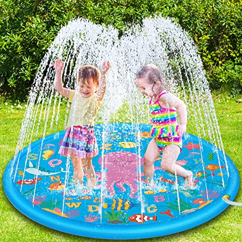 Lubibi Splash Pad Tapete de Juegos de Agua 170cm Almohadilla de Aspersor, Juguete de Salpicaduras para Aire Libre Fiesta Jardin Playa para Verano Familar Mascotas Actividades, para Niños unisex.