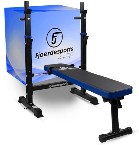 Fjoerdesports Hantelbank mit Ablage, Verstellbare Höhe & Klappbar, Schwerlast Gewichtheben, Heimtraining, Home Gym, Dip-Station, Fitnessstudio, Multifunktion Trainingsbank