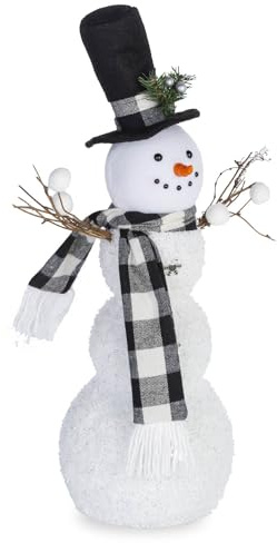 Adorable Christmas Snowman Figurine Decorations - The White Snowman with Lighting Effects for Indoor Decor and Collectors