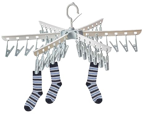 YZDZSW Sockentrockner Wäscheständer, Klappbare Mini-Wäschespinne, Winddichter Aufhänger Unterwäsche Kleiderbügel mit 36 Klammern für Unterwäsche Socken Handschuhe