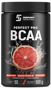 INSPORT Nutrition - BCAA PERFECT PRO - Supplément Sportif Professionnel - L-Glutamine - Vitamine B6-50 Portions - 500g Poudre - Goût: (Pamplemousse)