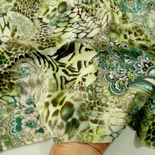 TOLKO knitterfreier Sommer Jersey Meterware für Shirt Kleid Rock | Weich blickdicht elastisch | Kleiderstoff Kostümstoff Jerseystoff | 160cm breit Stoffe zum Nähen und Dekorieren (Grüne Oase)