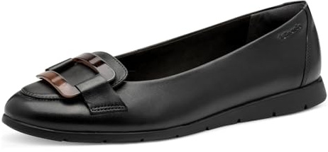 Tamaris 1-22170-45 Ballerines pour Femme en Cuir Noir Taille 37 EU, Cuir Noir, 37 EU