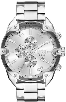 Diesel Herren Analog Quarz Uhr mit Edelstahl Armband DZ4677