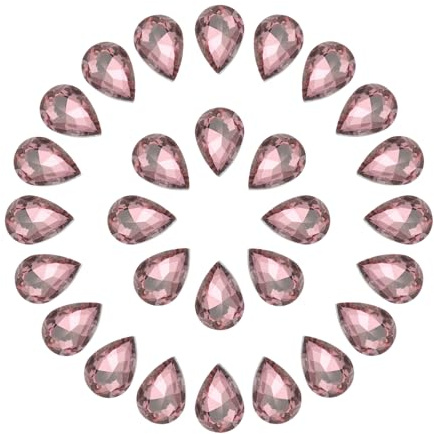 QUARKZMAN 50pz 10 x 14 mm Gocce di Strass in Acrilico con Punto Posteriore per Gioielli, Costumi, Decorazioni in Cristallo, Artigianato, Rosa