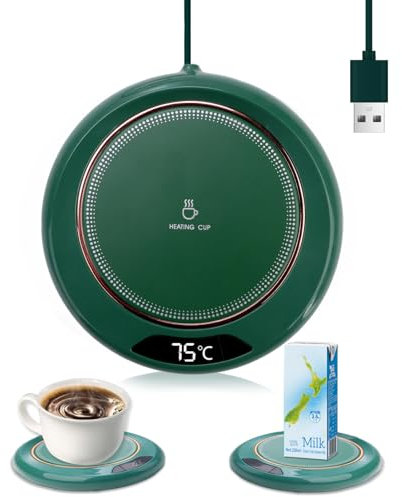 teasteam Coffee Mug Warmer for Desk USB Charging with 3 Temperature Settings and Display Portable USB Mug Warmer with 8hrs Auto Shut Off Office/Home Smart Touch Electric Cup Warmer for Coffee Tea Milk