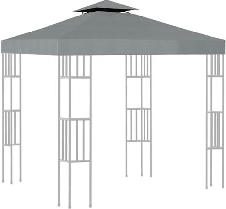Techo de repuesto para carpa, 3 x 3 m, resistente al agua, color gris, doble techo, carpa de repuesto, protección UV, cenador de jardín, cubierta protectora (solo pabellón)