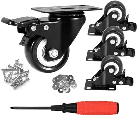YIUBCZOQI 50mm Ruedas para Muebles con 4 Freno,Ruedas Pesados Goma Carga de 320KG