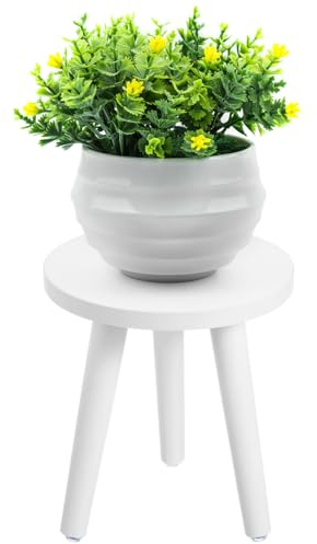 SUPVOX Porte-Plante en Bois Massif Blanc - Support de Pot de Fleurs Design Scandinave 20x22 cm - Petit Tabouret Décoratif Amovible pour Salon Balcon et Jardin