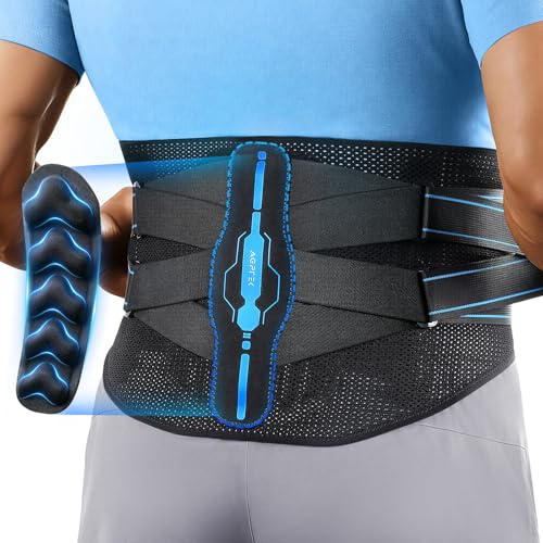 AGPTEK Cinturón Lumbar Soporte Robusto para Espalda, Rehabilitación Postoperatoria, Alivio Hernia Discal, Ciática, para Personas Activas de Talla Grande, Ajustable, Talla XL