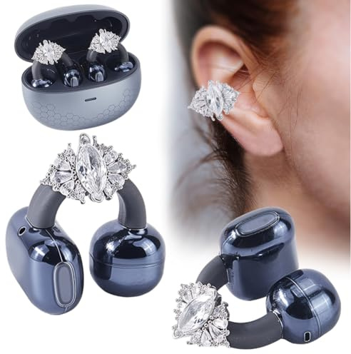 CRASPIRE 2 pz di Strass A Forma di Fiore per Auricolari A Clip Accessori Decorativi Scintillanti Orecchini per Auricolari in Lega di Zirconi Orecchini Rimovibili Squisiti Gioielli