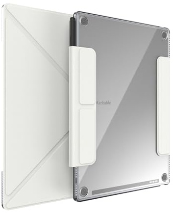 TUDIA M-FLIP Detachable Clear Magnetic Case for Remarkable Paper Pro 11.8 - Slim Transparent Cover with [Auto Wake/Sleep] Strong Magnetic Closure, Foldable Stand & Built-in Stylus Slot (Off White)