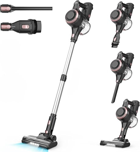 Vazone S22 Cordless Vacuum Cleaners for Home, 6 in 1 Lightweight Stick Vacuum with 45KPa Powerful Suction, Self-Standing Vacuum Cleaners Rechargeable Cordless Vacuum for Pet Hair
