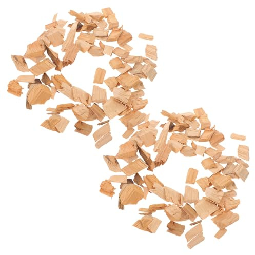 ifundom Astillas de Madera para Ahumar Carne y Barbacoa, Pellets de Ciprés 3–5 Cm, 2 Bolsas de 400 G para Parrilla, Caja de Ahumado y Accesorios para Asar en Picnic