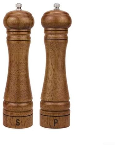 Wooden Salt And Pepper Grinder Set With Adjustable Core, For Coarse To Fine Grinding, Large Capacity Shakers For Kitchen Dining Table BBQ Home Cooking(8-inch SP)