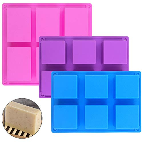 Stampi in silicone per rettangoli e 2 pezzi quadrati in silicone,SENHAI Teglie a forma di torta a 6 cavità,Vassoi del cubetto di ghiaccio caramelle al cioccolato fatti a mano fai da te