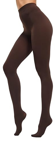 HeyUU Donna Collant Colorato Semi-opaco 80 DEN Collant di Sostegno in Microfibra (Marrone,M)