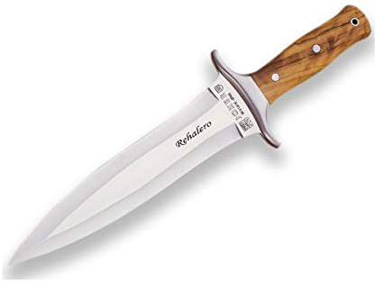 Joker Jagdmesser Rehalero CO10 mit Olivenholzgriff, Klinge 23,5 cm, braune Lederscheide, 500 Gramm, Angelgerät, Jagd, Camping und Wandern