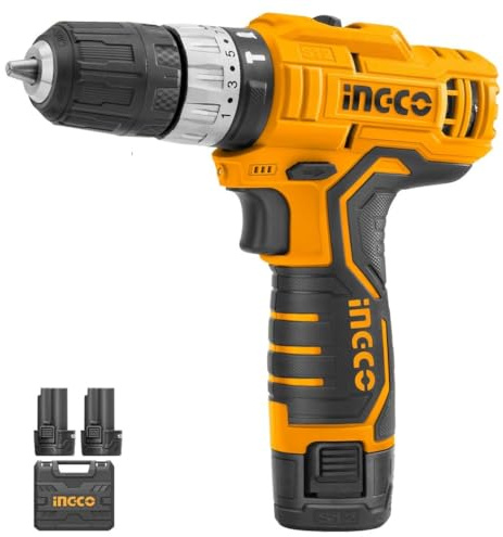 Ingco Trapano Avvitatore A Percussione A Batteria Al Litio 12 V Con Valigetta E 2 Batterie Incluse