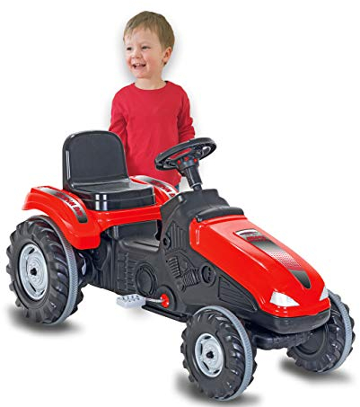 Trettraktor Big Wheel – Kippschutz, bis 60KG, leichtgängiges Lenkradsystem, Hupe, Verstellbarer Sitz, Motorhaube aufklappbar, Anhängerkupplung