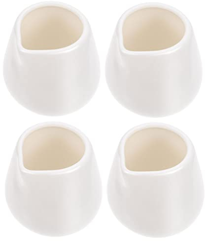 4piezas Jarras De Leche De Cerámica Blanca Pequeñas Para Cocina Tazas De Salsas Y Bebidas Diseño Simple Y Práctico Base Antideslizante