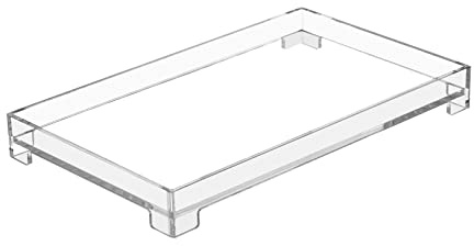 DELIPPLY Vanity Bathroom Tray, Acrylic Rectangle Decorative Catchall Organizer Storage Tray (Medium-Clear)