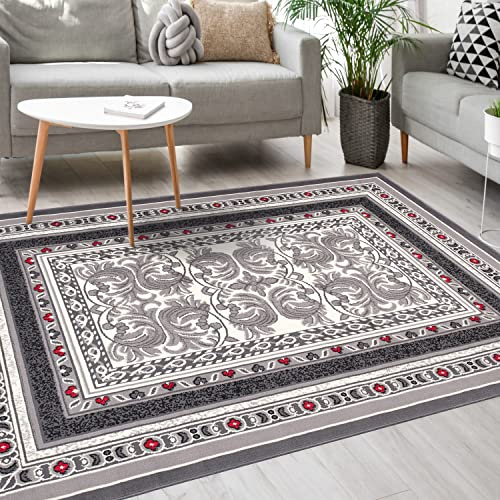 Mazovia Modern Teppich - Kurzflor - Teppich für Wohnzimmer, Schlafzimmer, Esszimmer - ÖKO-TEX Wohnzimmerteppich, Robust und pflegeleicht, Niedrige Florhöhe – Teppiche - grau 300 x 400 cm