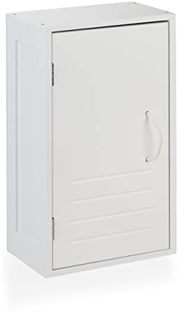 Relaxdays Hängeschrank Bad, verstellbare Ablage, Magnetverschluss, HxBxT: 50 x 30 x 18,5 cm, schmaler Wandschrank, weiß