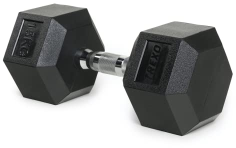 TREXO Hexagon Hanteln 15 kg Hex Kurzhanteln mit Durable Gummierte Gusseisen für Krafttraining mit Ergonomischen Verchromte Griff Gewichte Training Zuhause Hantel für Männer un Frauen