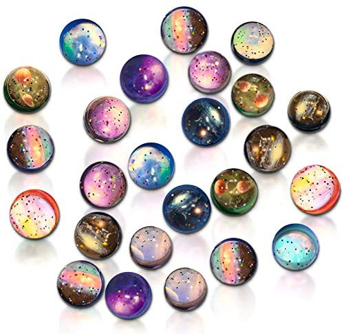 WanderGo 32mm Flummies für Kinder, 25 Stück Bouncy Bälle für Kinder, Thema Weltraum Bouncy Bälle, Bunte Bouncy Bälle, Springende Kugel Geschenk für Kinder Schuleinschreibung
