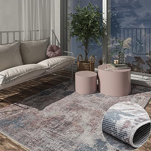 MY-RUG Outdoor Teppich 160 x 230 cm | Vorzeltteppich Campingteppich | Wetterfester, waschbarer Outdoorteppich für Balkon, Terrasse, Vorzelt | Washable Outdoor Carpet | Ishaan grau blau braun