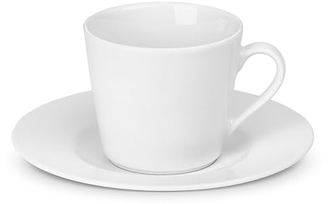 Gerlach Modern Tassen-Set Mit Untertassen 12-Teilig Kaffeetassen 6 Stk Kaffeetasse Teetasse Aus Porzellan Kaffeeservice Für 6 Personen Kaffeebecher Weiss 200ml