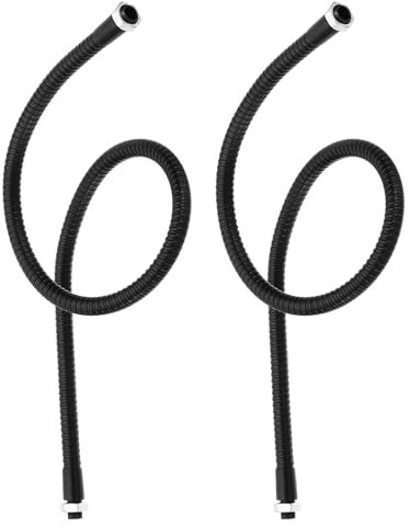 PATIKIL 23,6 Tubo Flessibile Universale Collo Cigno, 2pz M10 Metallo Flessibile Filo Sottile Positioning Prolunga Tubo Flessibile Braccio Flessibile per Lampada Attrezzatura, Nero
