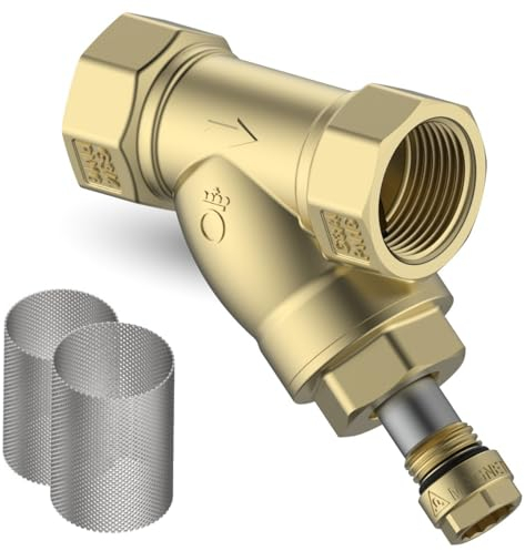 FERDOM FD432 FAST 3/4 Filtre Y Magnétique En Pour Chauffage Central, Pompes à Chaleur Et Eau. Avec Filtre a Impuretés. Corps En Laiton. Aimant 6000Gs, Maille 500μm. Maille Additionnelle. Montage DIY