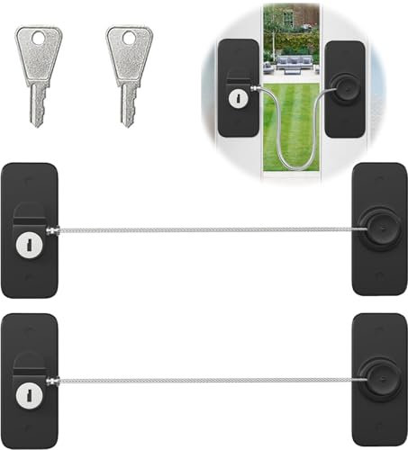 Oruiiju Lot de 2 verrous de sécurité pour armoires et fenêtres pour enfants, avec adhésif puissant ou fixation par vis,convient aux fenêtres et réfrigérateur Armoire Tiroir Laveuse Placard etc(Noir)