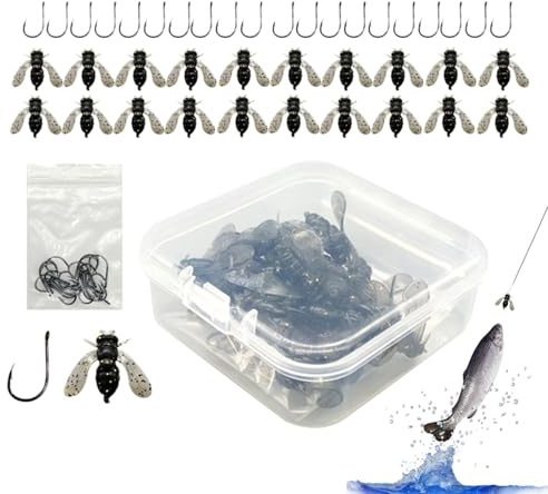 Trucha de cebo de pesca con mosca, mosca de pesca con mosca | Cebo de pesca con mosca Atractivo para peces con gancho, señuelo de mosca, cebo de pesca con mosca, Surtido de moscas