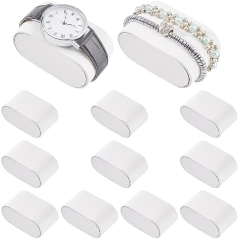 PH PandaHall 12pz Inserti per Cuscini per Orologi In Similpelle Bianca per Scatole Custodie Braccialetti Vendita Espositori per Braccialetti, 7.4x4.2x3.75cm