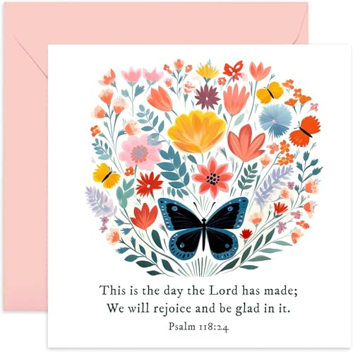 Special Religious Greeting Cards for Friends and Family - Love and Support - Beautiful Floral Butterfly Art - Thinking of You, Celebration, Congratulations, Birthday - For Him or Her - Bible Verses