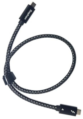 Sophon Câble Thunderbolt 4 & USB4 Type-C, Ligne Coaxiale 16 Cœurs/8 Brins, 8K@60Hz, Double 4K@60Hz, VRR 4K@144Hz, Transfert 40Gbps, Charge Rapide 5A/20V, Nylon Tressé Durable (0,5M)