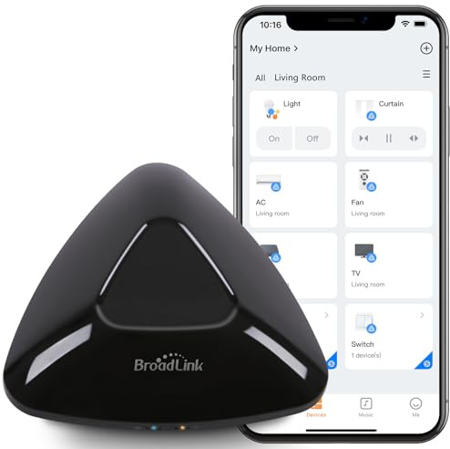 Broadlink RM MAX Smart Home Hub – Universalfernbedienung mit 2.4GHz Wi-Fi & BLE, IR-/RF 433MHz Hub für TV, Klimaanlage & Jalousien, kompatibel mit Alexa & Google Home