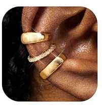 Diamday 3Pcs Ear Cuff Gold Ohrringe Damen Ohne Ohrloch Ohrmanschette Ohrclips Damen Fake Piercing Fake Helix Knorpel Ohrringe Verstellbare Ohrschmuck Ohrklemme Earcuff Silber Gold