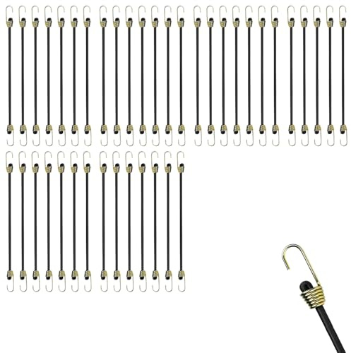 YTAXYZWR Corde Elastiche con Gancio 40 Pezzi Mini Cinghie Elastiche 24cm Ø4mm Nero Ganci Resistenti per Fissaggio Campeggio Viaggio Organizzazione