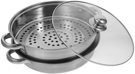 Hemobllo Vaporera De Acero Inoxidable Doble Capa Para Cocina Práctica Olla De Vapor Para Cocinar Verduras Uso Fogones De Gas o Eléctricos
