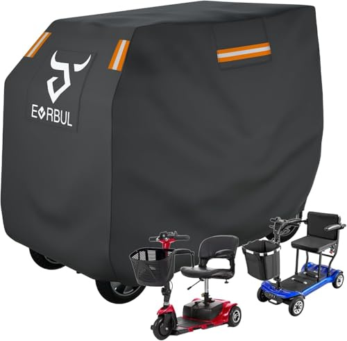 EVRBUL Mobility Scooter Cover Heavy Duty Waterproof 420D Outdoor Electric Scooter Cover Rain, UV, Dustproof with Reflective Strips Air Vents Windproof Buckles 49 L x 23 W x 39 H